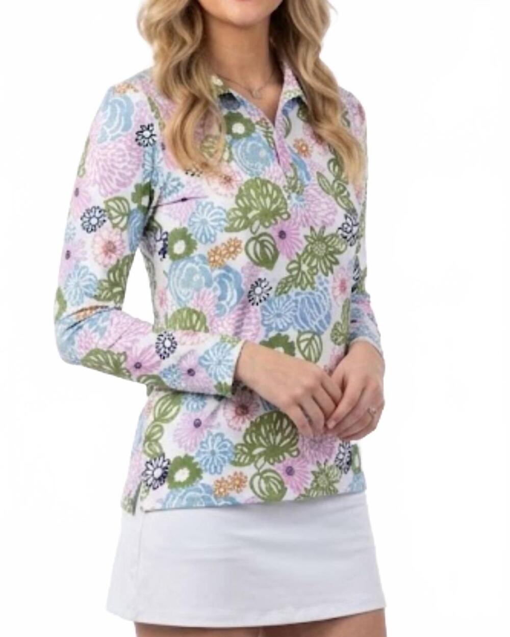 NEW SMITH & QUINN jean long sleeve polo in limelight garde
